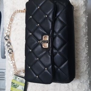 Nwt Badgley Mischka medium black quilted with studs crossbody handbag